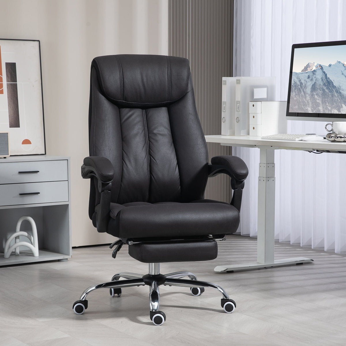 Ergonomic Office Chair, Height Adjustable 145° Reclining, Black