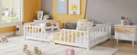 Floor Bed 140x200 cm with Safety Railings - Pine Wood, White