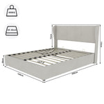 Modern Minimalist Upholstered Bed, Multi-Functional with Gas Lift, Beige
