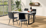 Dining Set 5-Piece, Extendable 140-180cm Table with 4 Modern Grey Velvet Chairs, White MDF Black Legs