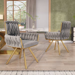 Velvet Dining Chair Set of 4, Luxury Swivel Armchair with Metal Legs, Grey Velvet