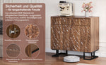 Sideboard/Chest of Drawers, 80×40×78cm, 2 Doors & 2 Drawers, Leaf Relief, Dark Walnut Look