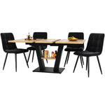 Dining Table Set Extendable V-Legs 5-Piece - Velvet