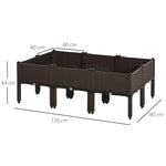 Raised Bed Planter 6-Piece Rattan Look with Drainage Holes Brown