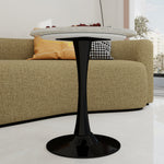 Coffee Table Round Marble Top Mid-Century Modern 27.6-inch - Black