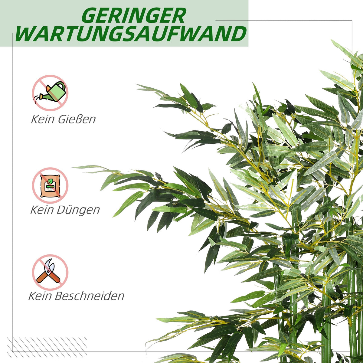 Artificial Bamboo, 180 cm Plant, Pinewood Pot, Green