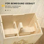 Plyo Box Jumping Platform with Handle 45x40x60cm, Natural Wood