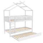 House Bed 90x200cm Triple Extendable Space-Saving - White