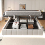 Upholstered Bed 180x200cm LED Floating Frame Storage, Beige