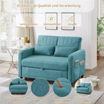 Sofa Bed, Two-Seater Folding Extendable, Three-Level Adjustable Backrest, Cotton Linen Fabric