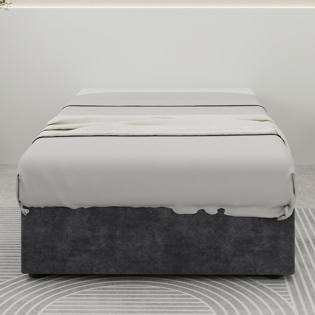 Modern Simple Style Bed Frame 90*200cm Gas Lift Storage Dutch Velvet Grey