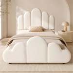 Upholstered Single Children's Bed 90x200cm - Beige Velvet