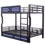 Loft Bed 140x200cm with LED Lighting, Black Iron