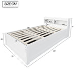 Sofa Bed 90x200cm with Storage & LED Light, Solid Wood, White