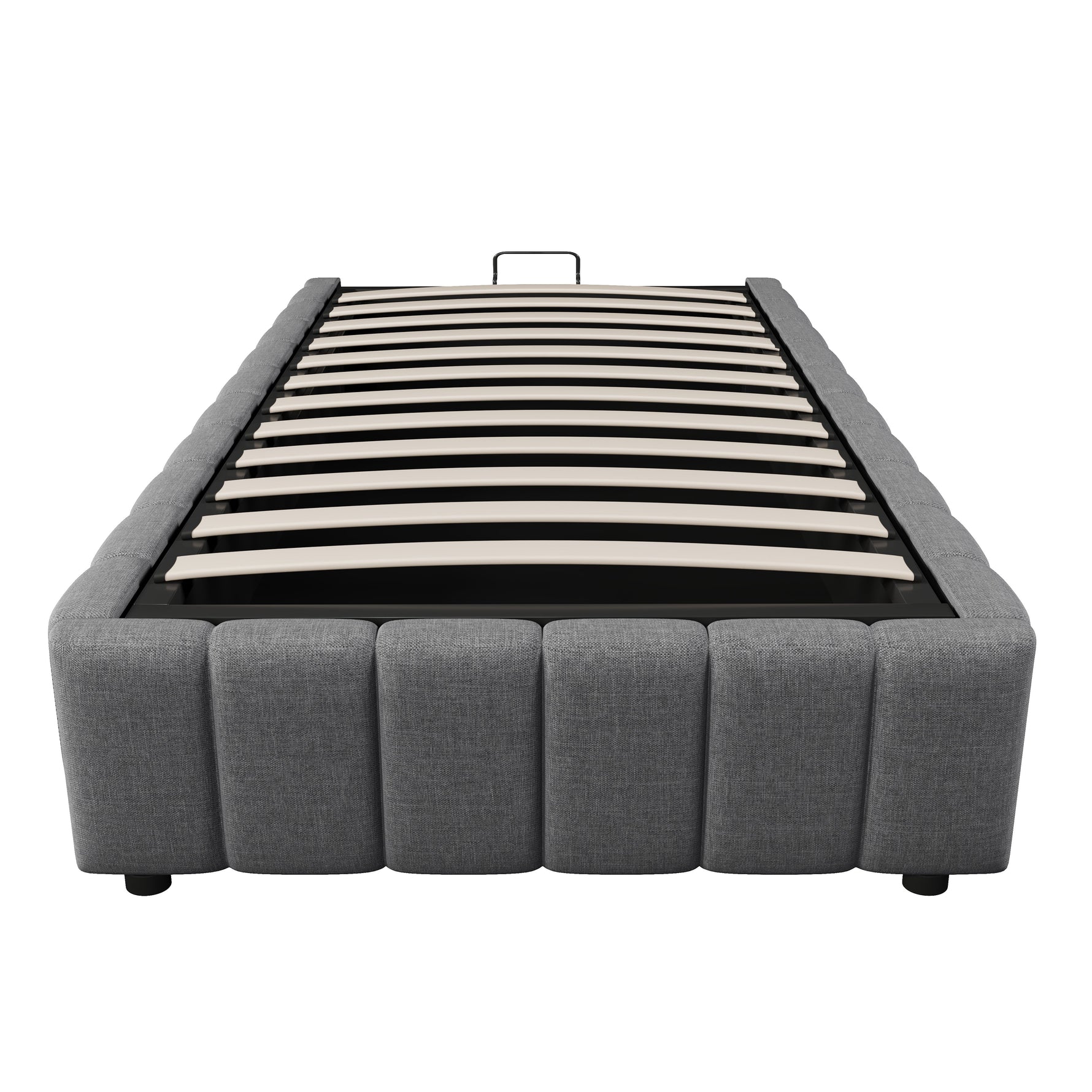 Upholstered Bed with Hydraulic Storage and 90x200cm Base, Grey