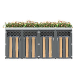 Garbage Can Enclosure with Diamond Ventilation Holes, Lockable Four Doors and Planting Area, Metal
