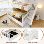 Bunk Bed 90/140x200cm Hydraulic Storage Ladder White