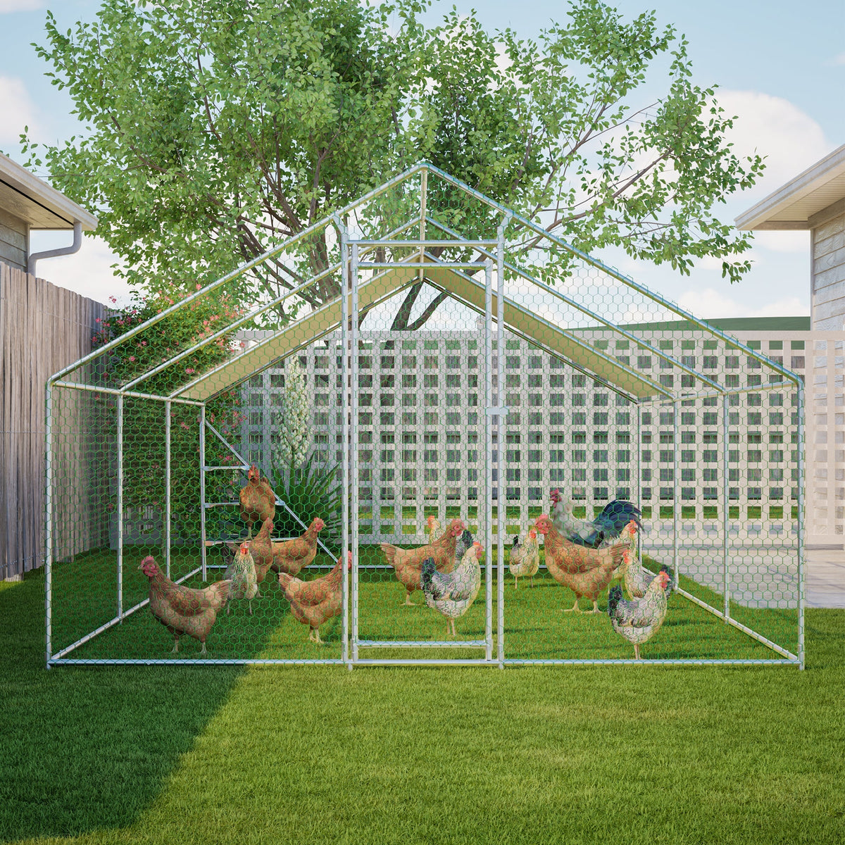 Giant Professional Chicken Coop Aviary 3x6m with Climbing Frame Metal