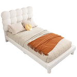 Upholstered Bed 90x200cm Triple Adjustable Headboard - White