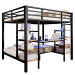Bunk Bed 90/140x200 cm with Storage, USB & LED, Black Metal
