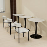 Coffee Table Round Marble Top Mid-Century Modern 27.6-inch - Black