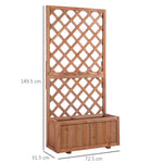 Raised Garden Bed Planter Trellis 72.5x31.5x149.5cm Natural Wood