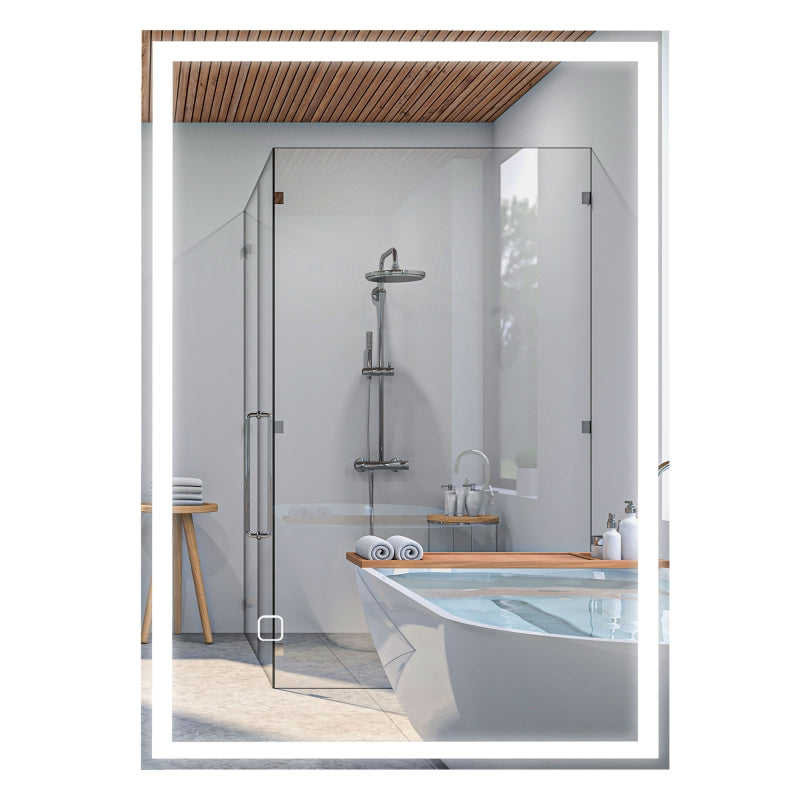 Bathroom Mirror, LED Touch Switch, White