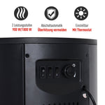 LED Electric Fireplace, Wall/Freestanding with Flame Effect, 900/2000W, Black