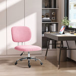Ergonomic Office Chair, Height Adjustable Armless Swivel, Velvet Pink