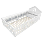 Children's Bed 90x200cm, Roof/Window, Storage, Safety Rail/Door, Solid Wood, White