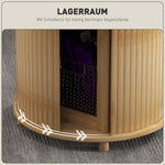 Bamboo Coffee Table, Hidden Storage Round Side Table, Natural