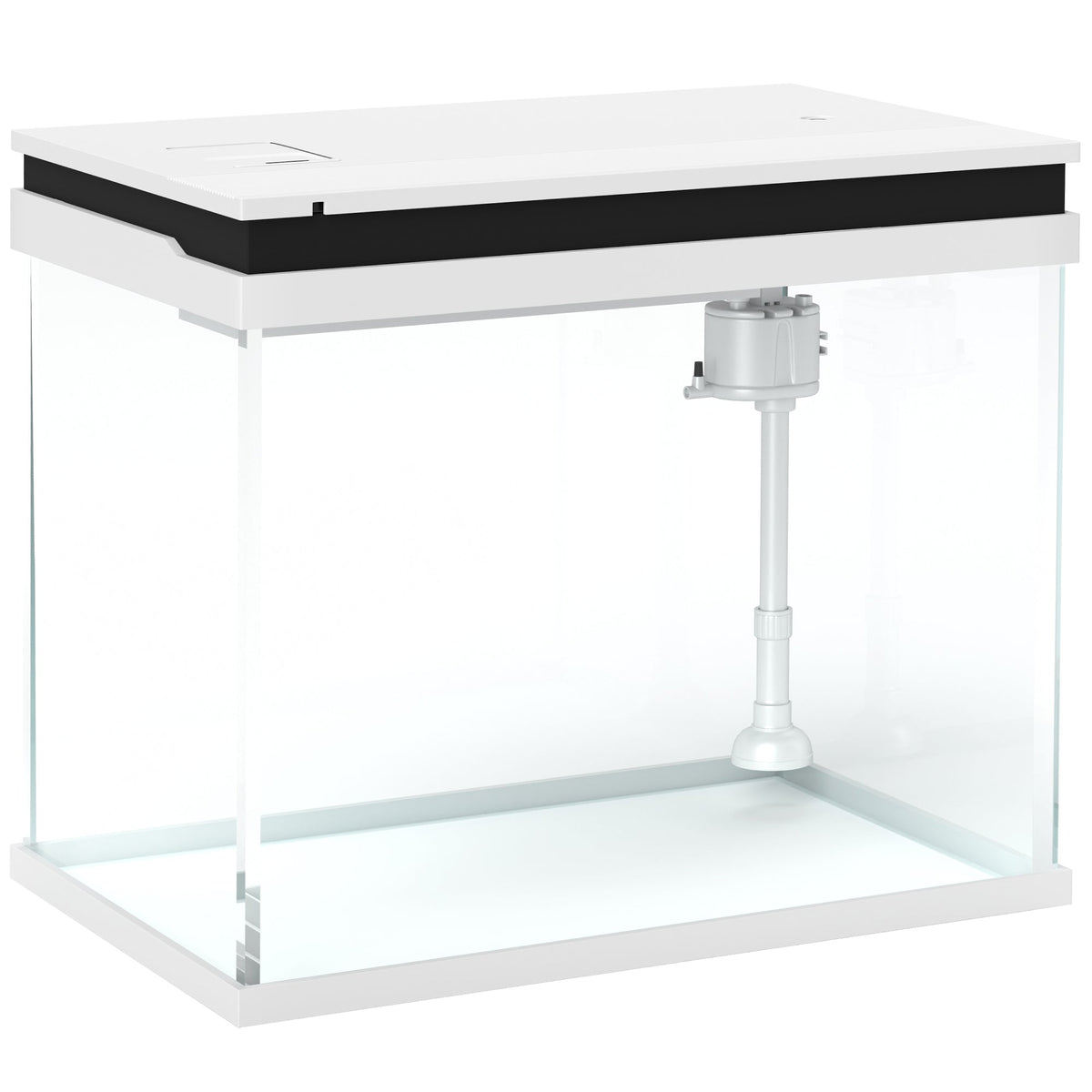 Aquarium, 41 Liter Glass with Filter System, LED Lights, White
