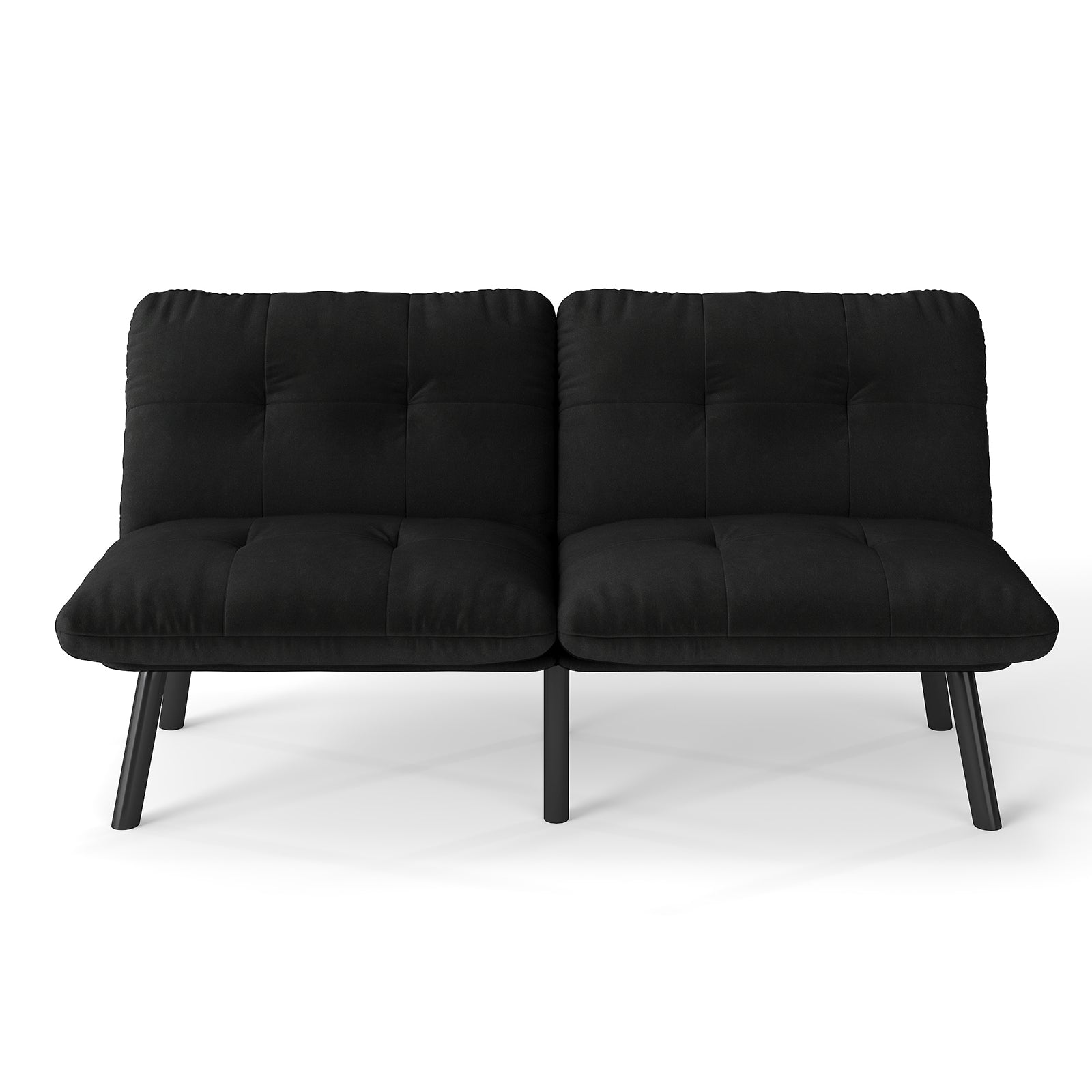 Sofa Bed Foldable 2-Seater Futon Guest Bed - Black