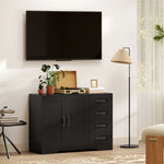 Sideboard Chest Modern Style 4 Drawers 1 Cabinet - Black