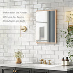 Wall Mirror, 50x70cm Decorative with 4 Hooks, Rectangular