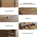 Chest of Drawers with Six Drawers and Modern Storage, 127 x 48 x 80 cm, Oak Color