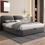 Upholstered Bed 180x200 with Hydraulic Storage, Grey Velvet