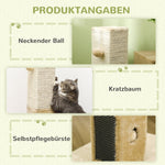 Cat Scratching Post, 79 cm Cat Tree with Toys, Plush Beige