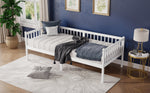 Pine Wood Daybed 90x200cm Sofa Bed with Railings & Slats, White