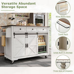 Kitchen Island Mobile Extendable Worktop 2 Sliding Doors 3 Drawers - Wood Grain