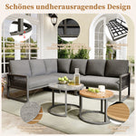 Garden Lounge Set Corner Sofa 6-7 Seater Adjustable Legs - Grey