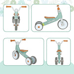 Toddler Balance Bike with 3 Silent Wheels for 12-36 Months Boys and Girls, Green