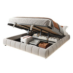 Upholstered Bed 180x200cm LED Floating Frame Storage, Beige