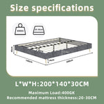 Modern Minimalist Bed Frame, 140x200cm with Mattress, Gray Velvet