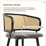 Dining Chairs Set of 6 Rattan Backrests Velvet Cushions Modern Style
