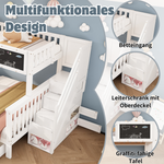 Children's Bunk Bed with Chalkboard and Drawers, 90x200 & 140x200cm, White