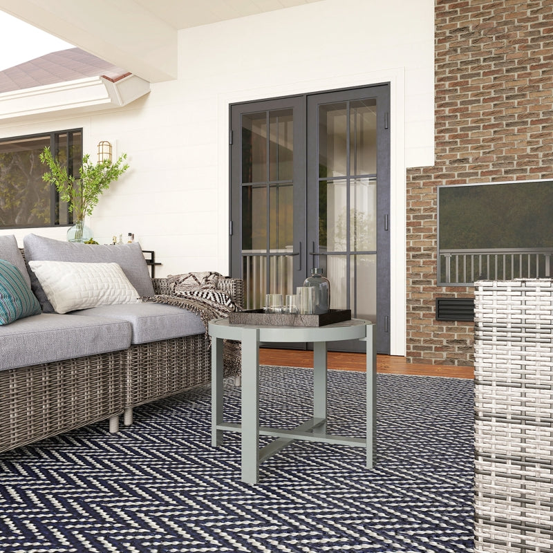 Side Table, Round Weatherproof Balcony, Aluminum Gray