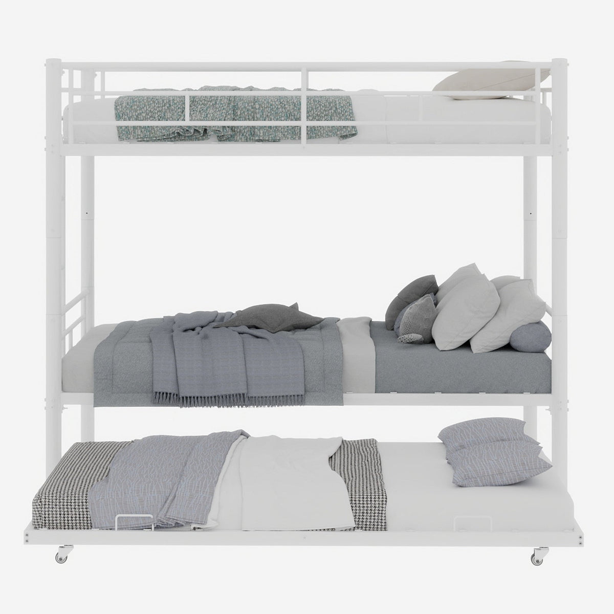 Meta Twin over Twin Bunk Bed, Heavy-Duty Stable Low Noise Safety Railing, Metal