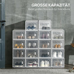 Modular Shoe Storage Boxes, 18-pack, Transparent Doors