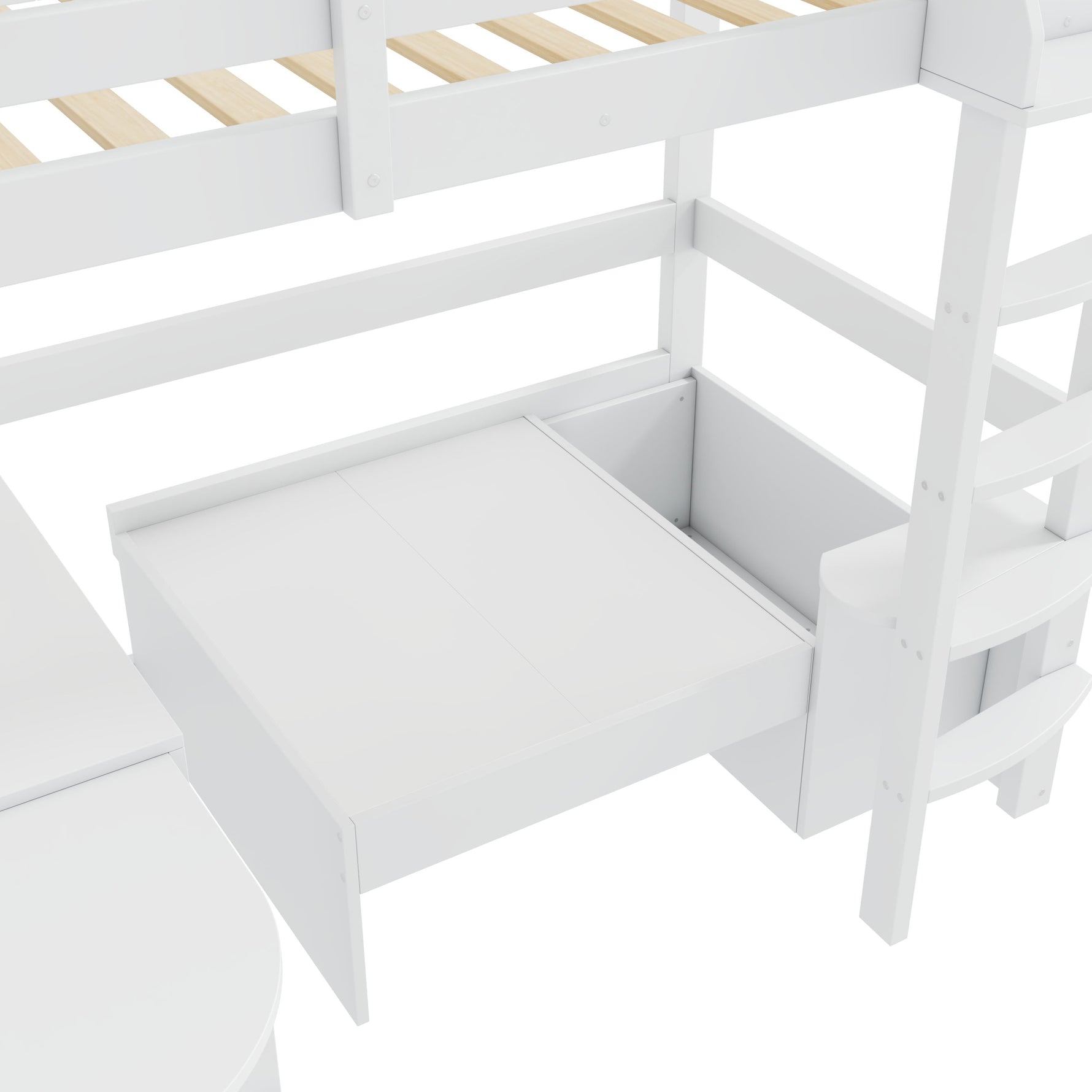 Double Bed 140x190cm Storage Drawers LED USB-C Charging, Wood White